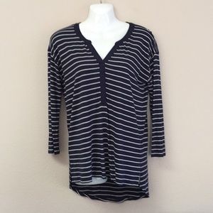 Old Navy EUC BlueW/WhiteStripes3/4 Sleeve High-Low